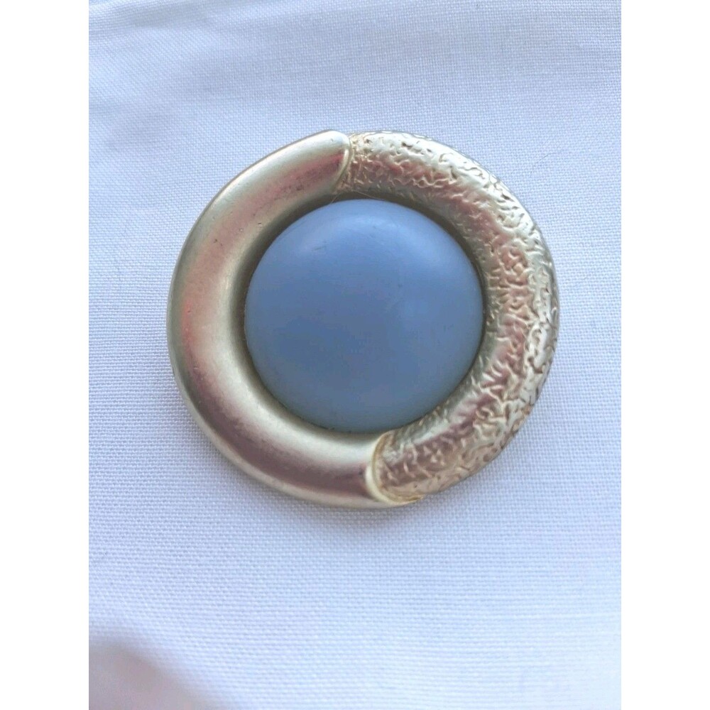 Vintage Weekender Blue Cabochon Gold Tone Brooch Pin Pendant Jewelry Costume